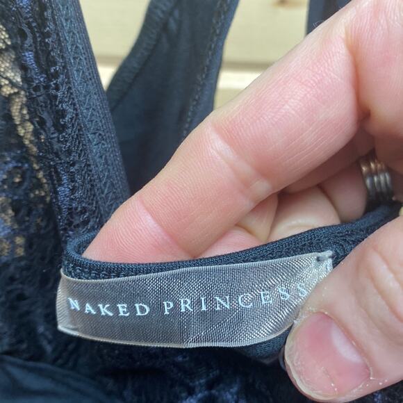 Naked Princess Black Cara Maxi Nightgown New with Tags Size Petite - Picture 7 of 9